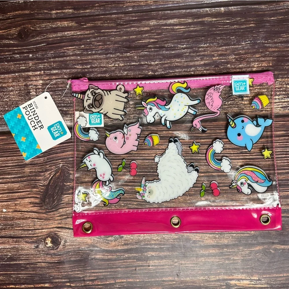 pen + Gear See Through Unicorns Binder Pouch